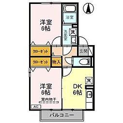プロシードF 2DKの間取図画像