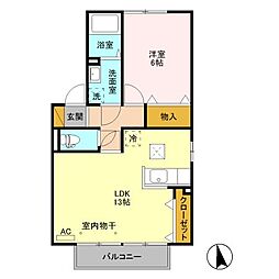 ウィルモアガーデンG 1LDKの間取図画像