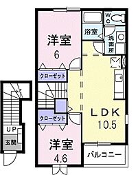 リッチモンドD 2LDKの間取図画像