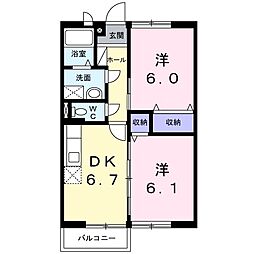 メゾン・ポエム 2DKの間取図画像