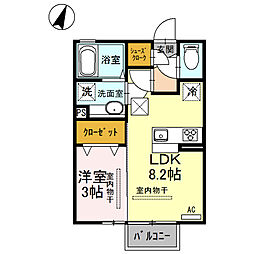 カサデプラセール 1LDKの間取図画像