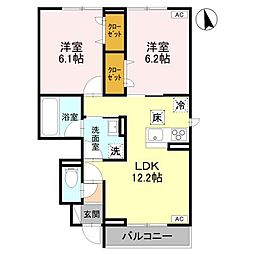 Dブルー・東城南 2LDKの間取図画像