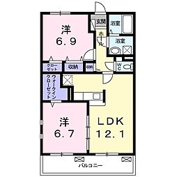 クレメントA 2LDKの間取図画像