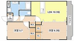 Y&Mシャトーラ・フルール 2LDKの間取図画像