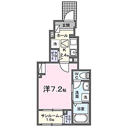 オネスティ 1Kの間取図画像