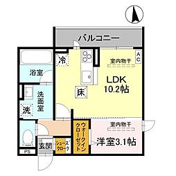 ark西城南 1LDKの間取図画像