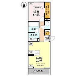ark西城南 1LDKの間取図画像