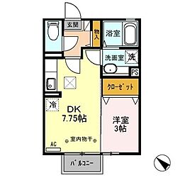 ウィンドワードガーデンズF 1DKの間取図画像
