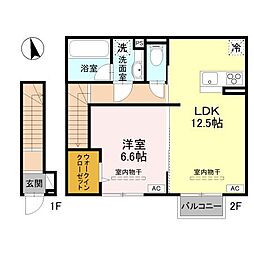 クレリア城東 1LDKの間取図画像