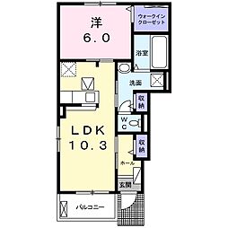 ルタンパークB 1LDKの間取図画像