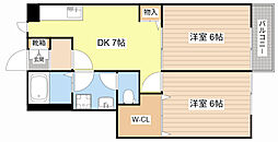 サンシティB 2DKの間取図画像