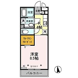 ロックパインA 1Kの間取図画像
