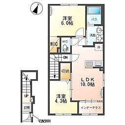 (仮)小山市千駄塚 新築アパート 2LDKの間取図画像