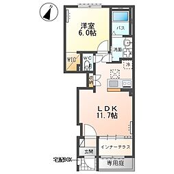 (仮)小山市千駄塚 新築アパート 1LDKの間取図画像