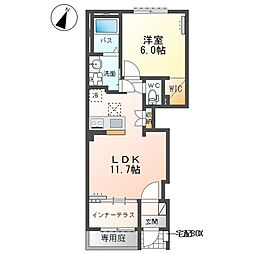 (仮)千駄塚新築アパートA 1LDKの間取図画像