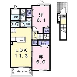ルミエール 2LDKの間取図画像