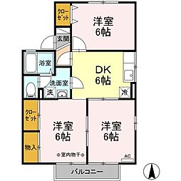 コーポリッチモンドB 3DKの間取図画像