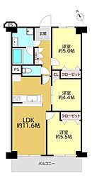 海老名スカイハイツ 3LDKの間取図画像