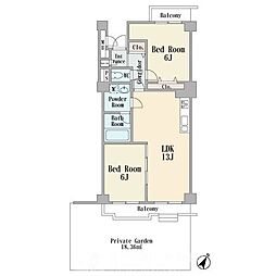 クレスト青葉台 2LDKの間取図画像