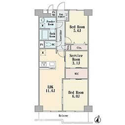 鷺沼東スカイマンション 2SLDKの間取図画像