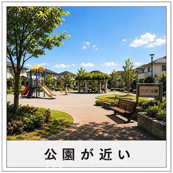 徒歩圏内に公園があり、お子さまとの外遊びや散歩を気軽に楽しめます。緑を身近に感じられる住環境も魅力のひとつです。※掲載画像はイメージであり、実際の設備・仕様・形状とは異なる場合があります。
