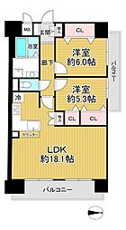 アルモード京都西院 2DKの間取図画像