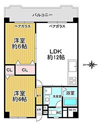 京都四条グランドハイツ 2LDKの間取図画像