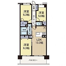 コスモ保土ケ谷パークフォルム 3LDKの間取図画像