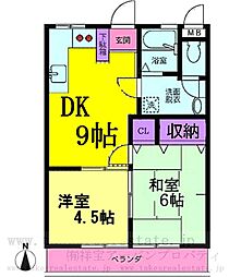 井上ドエル 2DKの間取図画像
