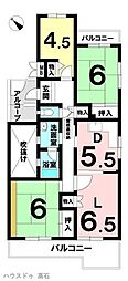 府公社北助松第3次住宅10号棟 3LDKの間取図画像