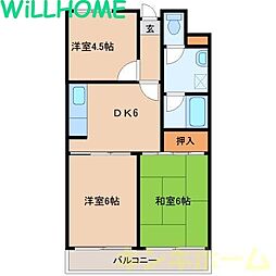 エクセル21 3DKの間取図画像