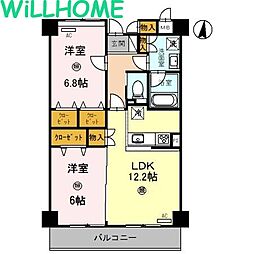 イーストヴィレッジ2001 2LDKの間取図画像