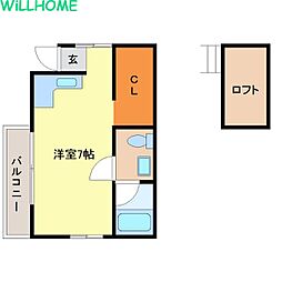 ルフトゼロ01A ワンルームの間取図画像