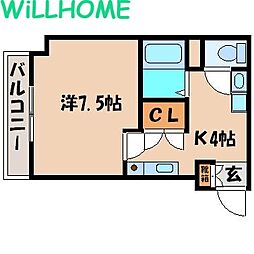 ヴィラ・デステ 1Kの間取図画像