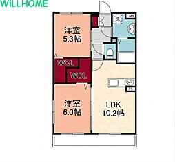 ユーミー三葛 2LDKの間取図画像
