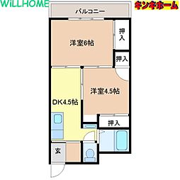 薮田マンション 2DKの間取図画像