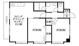 ソレイユ鷹ノ子駅前 2LDKの間取図画像
