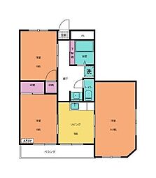 第90杉フラット 3Kの間取図画像
