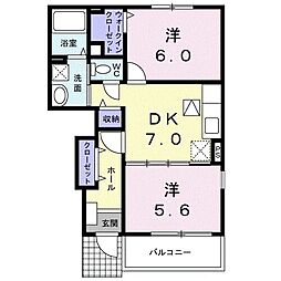メイクロード 2DKの間取図画像