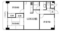 ハイシティ松山 3LDKの間取図画像