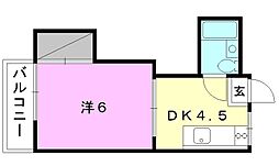 北星ハイツ 1DKの間取図画像