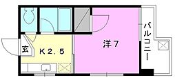 レーベンイケダ第3ビル 1Kの間取図画像