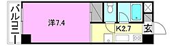 オクトワール土居田西館 1Kの間取図画像