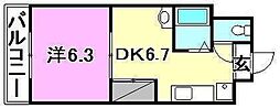 フォレストコート 1DKの間取図画像