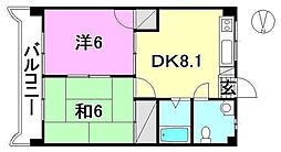第79杉フラット 2DKの間取図画像