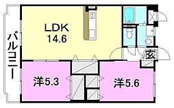 コンフォート柳原 2LDKの間取図画像