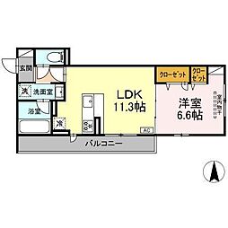 Asakawa1 1LDKの間取図画像