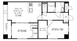 エル・ミオーレ朝生田 2LDKの間取図画像