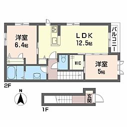 プランドール市坪 2LDKの間取図画像