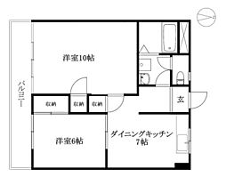イースト・レジデンス大和 2DKの間取図画像